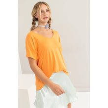 Orange V Neck Dolman Short Sleeve Top