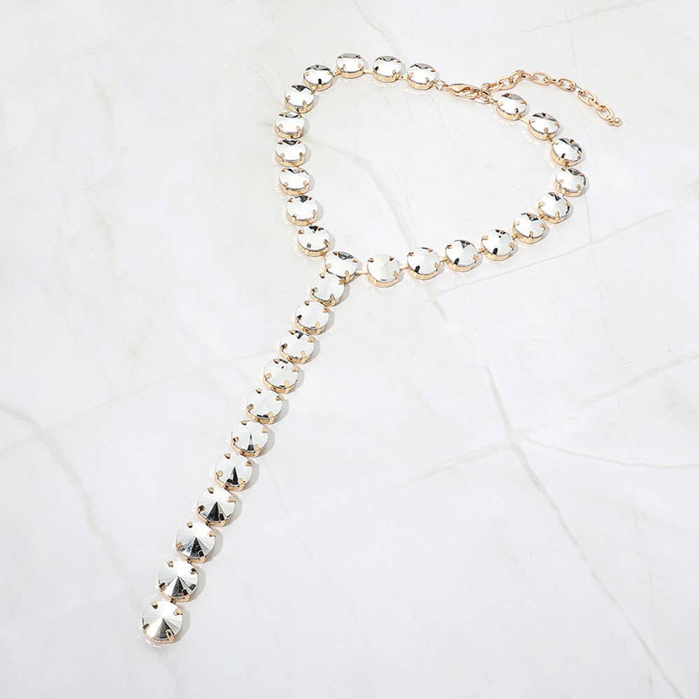 Round Faceted Gem Link Y-Drop Statement Necklace
