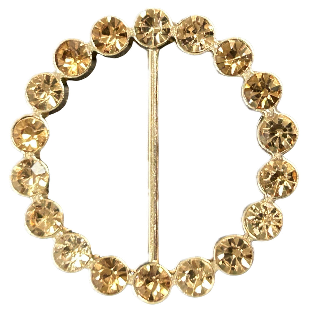 Tee Tie Round Gold with Blingy Light Topaz Rhinestones
