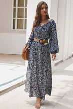 Black Floral Printed Long Sleeve Maxi Dress