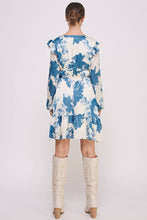 Blue Long Sleeve Mini Dress