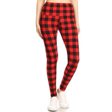 5" Yoga Band Buttery Soft High Waist Print Leggings: Red Multi