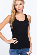 Black Racerback Rib Knit Tank Top