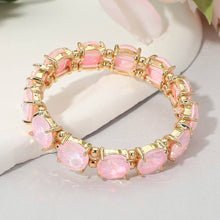 Silver Round Stone Cluster Beaded Stretch Evening Bracelet
