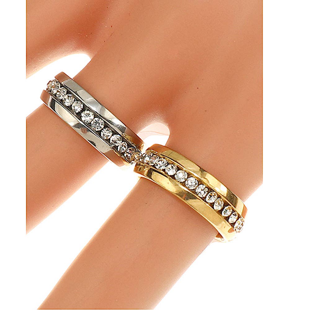 Stainless Steel Rhinestone Ring