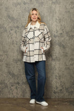 Tan Off White Black Flannel Plaid Shacket With Sherpa Lining