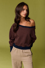 Navy Camel Amira Striped Lounge Sweatshirt