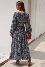 Black Floral Printed Long Sleeve Maxi Dress