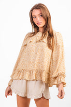Lavender Floral Print Ruffle Blouse