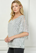Silver Moonlight Hologram Sequin Layered Poncho Blouse