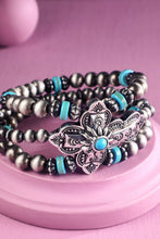 Silver Navajo Pearl & Cross Stretch Bracelet