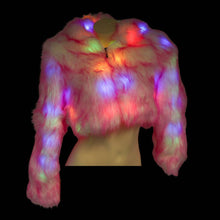Pink LED Faux Fur Short Jacket with Hood