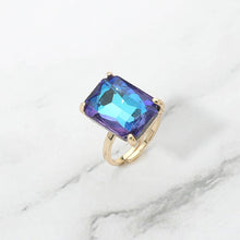Rose Bold Emerald Cut Stone Cluster Accent Adjustable Ring