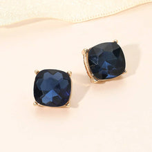 Gold White Square Cushion Stud Earrings