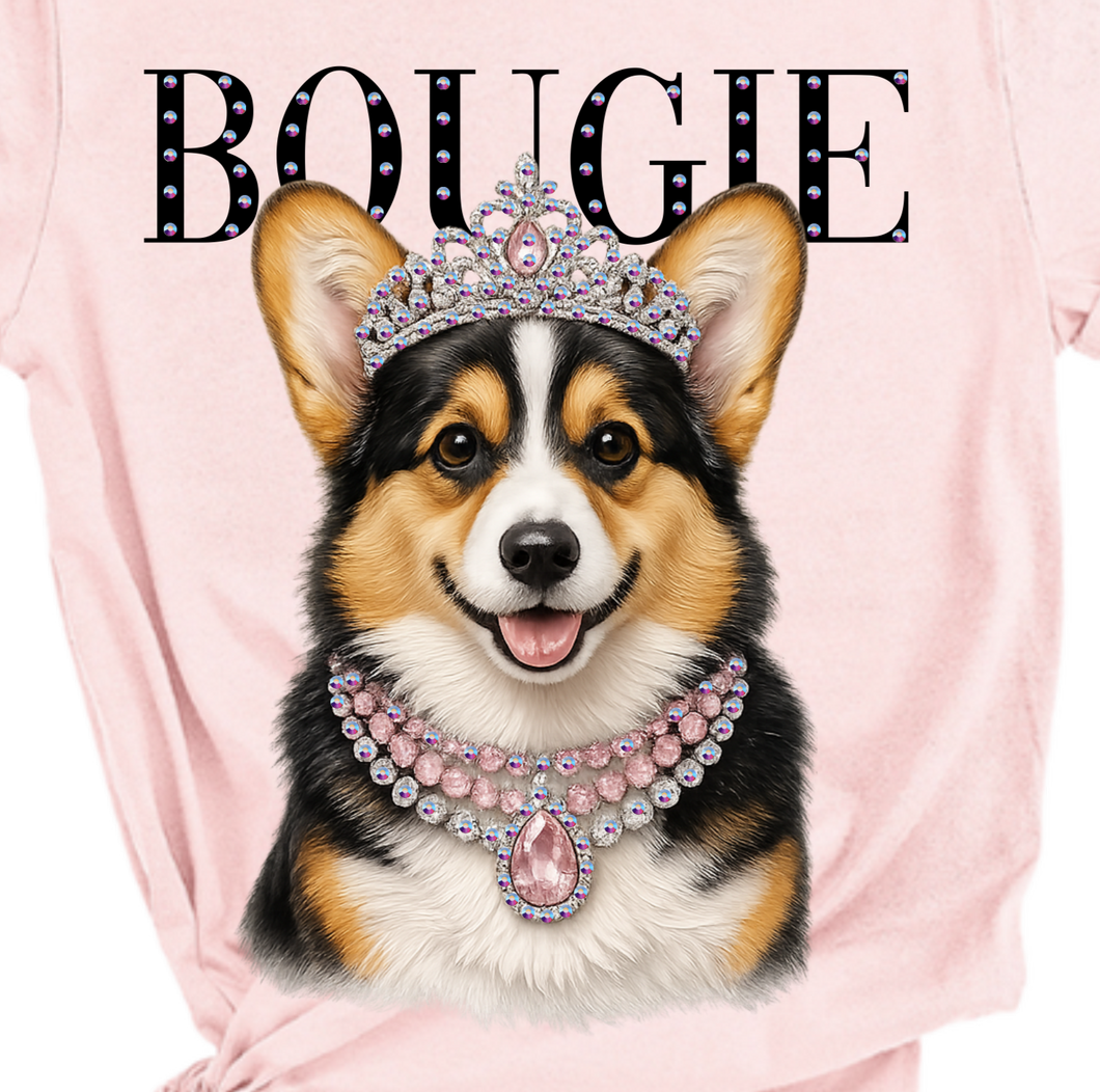 Pink Constance the Gorgi Glam Dog Rhinestone Graphic Tee