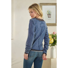 Blue Washed Long Sleeve Printed Mesh Insert Twofer Oli+Hali Top