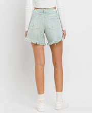 Abstracted High Rise Side Slit Denim Vervet Shorts