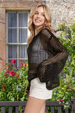 Black Sequins Accent Crochet Cover Up