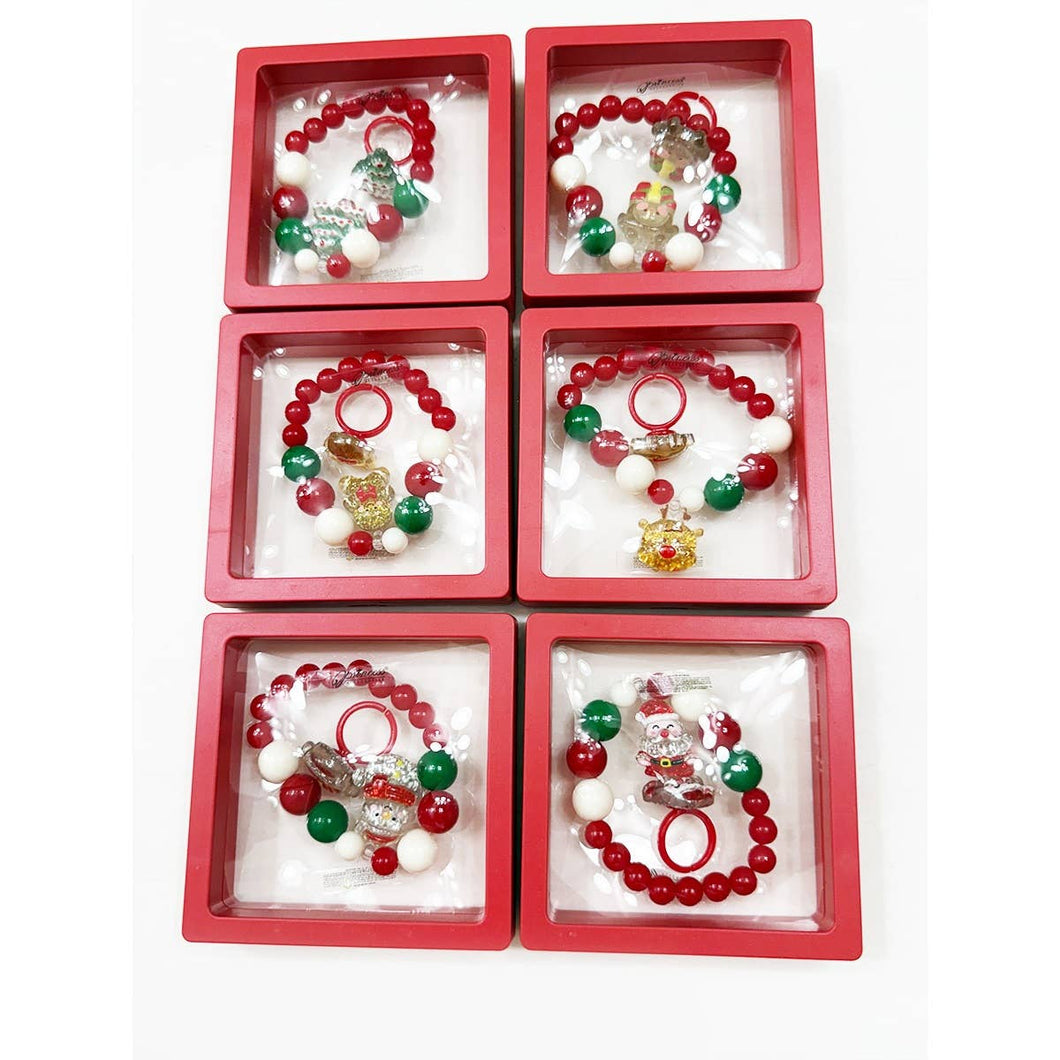 Christmas Theme Bracelet with Matching Ring: MIX COLOR / ONE(12)