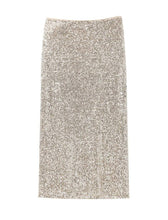 Champagne Sequin Wrap Midi Skirt with Side Tie