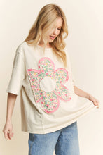 Natural Mineral Washed Floral Flower Patched Tshirt