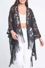 Black Elegant Lace Fringed Kimono
