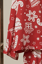 Red Floral Print Button-Up Cardigan Loungewear