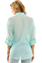 Black Oversize Sheer Button Down Top