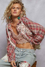 Pink Multi Plaid pattern with peace patch POL shirt