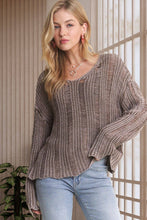 Mocha Distressed Mineral Washed Sweater