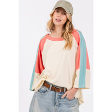 Magnolia Color Block Cotton Knit Sage+Fig Top
