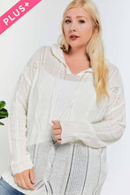 Brown Plus Solid V Neck Long Sleeve Hoodie