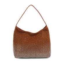 Brown Glamorous Rhinestone Design Hobo Handbag