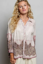 Blush Bohemian Lace Hem Pintuck Button-Down POL Blouse
