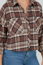 Aubery Cropped Oversized Plaid Flannel Shirt