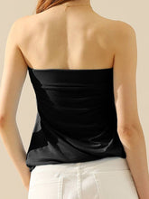 Black Basic Sleeveless Pleated Tube Top