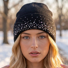 Grey Sparkling Rhinestone Studded Beanie