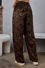IP3629 High Waisted Self-Tie Belted Wide Leg Bubble Joggers: Brown / L