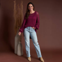 Burgundy Olli Crochet Sweater