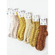 Neutral Tone Solid Cable Pattern Cozy Socks: MIX COLOR / ONE(12)