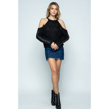 Black Cold Shoulder Long Sleeve Crop Top