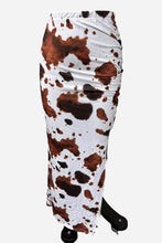 Cow Print High-Slit Midi Skirt