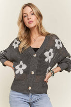 LIGHTWEIGHT FLORAL SWEATER CARDIGAN - CESW3607: IVORY / S-M-L(2-2-2)