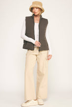 Grey Contrast Zip Cropped Puffer Vest
