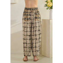 Sand Combo Washed Plaid Wide Leg Oli+Hali Pants