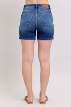 Dark High Waisted 2 Button Mid Length Judy Blue Dad Shorts