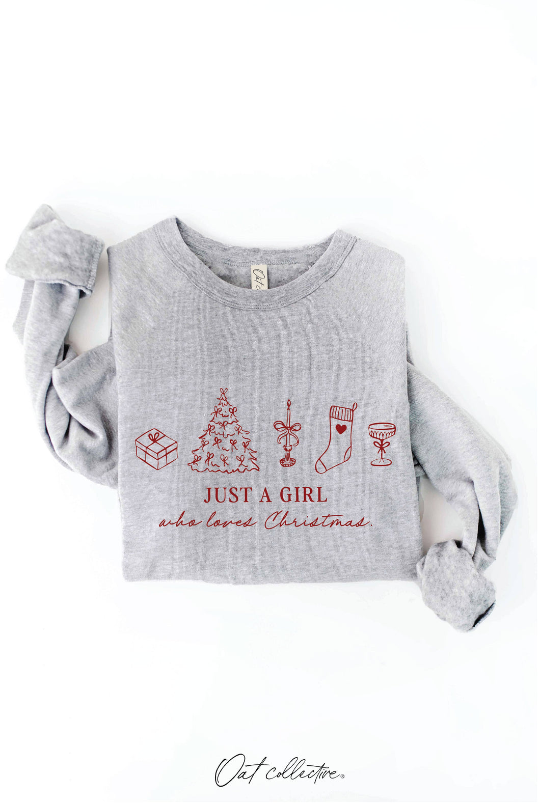 Athletic Heather JUST A GIRL WHO LOVES CHRISTMAS Graphic Sweatshirt