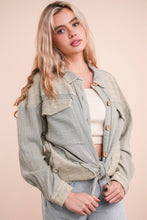 Denim Mineral Washed Oversized Gauze Shacket Jacket