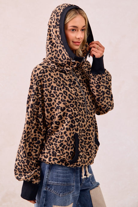 Leopard Waffle Half Zip Bibi Hoodie 9/18/25 1163
