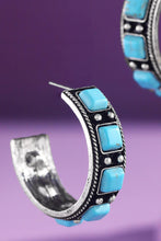 Western TXR Semi Stone Hoop Earring: SBTQ-TURQUOISE